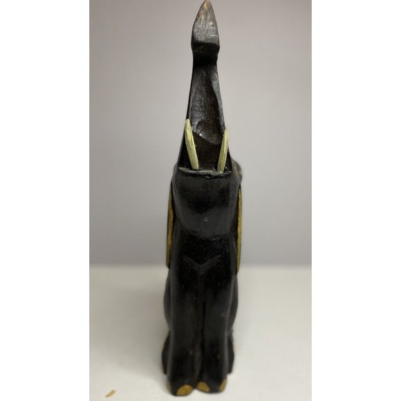 Hand Painted Carved Wooden Elephant Figurine Statue Rustic Hand Primitif Asian - Picture 3 of 13